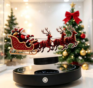Adorno de Escritorio de Acrílico 2D con Levitación Magnética, Trineo de Santa Claus con Renos Flotantes, Decoración Navideña para Mesa de Hogar, Adorno Festivo de Navidad - Product Image 4