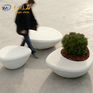 Nuevos Materiales de Construcción de Piedra, Banco de Piedra Artificial para Exteriores, Ovalado, Simulación de Piedra, Blanco Grisáceo, Personalizable, Silla de Patio Impermeable - Product Image 2