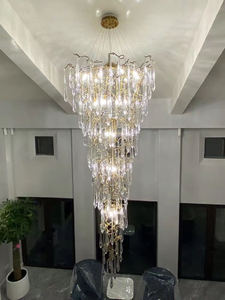 <span class=keywords><strong>Grand</strong></span> lustre en cristal à anneau moderne, éclairage de grands escaliers, lampe à suspension en cristal LED, luminaires de maison, lustres en cristal - Product Image 2