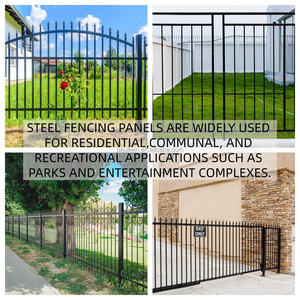 Valla de Hierro Forjado Negra, Paneles Decorativos de Fácil Montaje, Malla de Acero Galvanizado, Seguridad para el Hogar, Granja, <span class=keywords><strong>Piscina</strong></span>, Valla Baja - Product Image 4