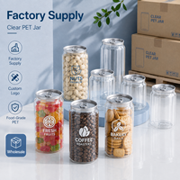 Bocal en plastique PET vide de qualité alimentaire 330 ml 500 ml, pot à boisson transparent avec couvercle à languette facile à ouvrir