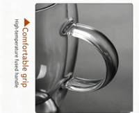 Tasse à café en verre borosilicate résistant à la chaleur, soufflée à la main, à double paroi, 250/350/450 ml, passe au lave-vaisselle, transparente