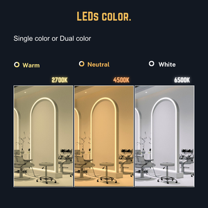 Miroir mural <span class=keywords><strong>de</strong></span> salon à LED avec cadre | Éclairage avant + rétroéclairage | Fonction tactile et mémoire - Product Image 4