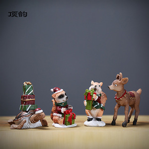 Christmas Resin Figurines Miniature Decorations Santa Snowman Penguin Bear Home Indoor Ornament Living Room Craft Gift - Product Image 3