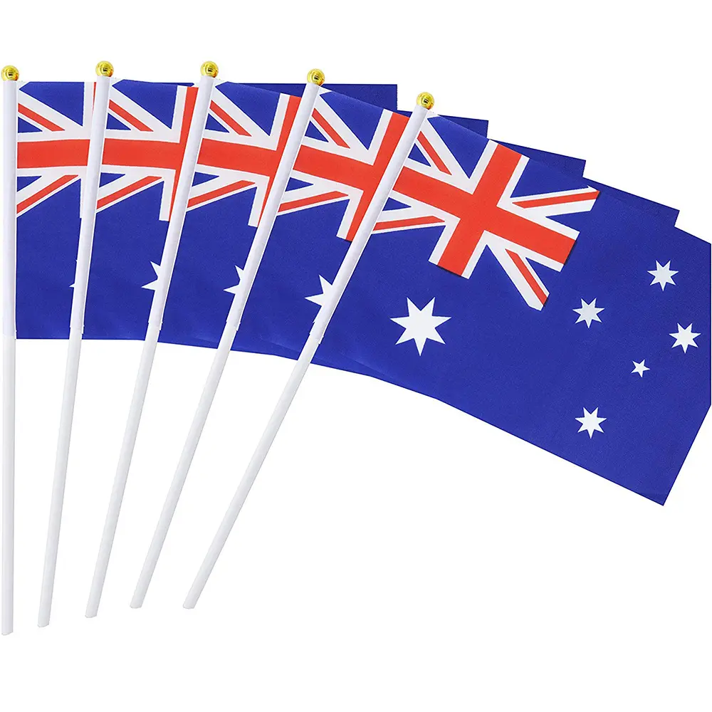Australië Vlag Hand Held Schudden Kleine Mini Vlag 14*21Cm 8.2*5.5 Inch Australische Hand Zwaaien Vlag