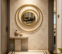 Miroir mural en métal doré Heavenly Mirror, décoration moderne pour la maison, salon, chambre, salle de bain, sans électricité