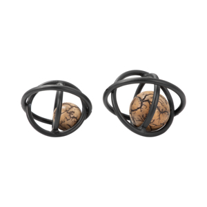 Sfera Geometrica in Metallo, Scultura Contemporanea in Legno, Decorazione d'Arredo per Bagno, Ufficio, Scaffale, Soggiorno - Product Image 5