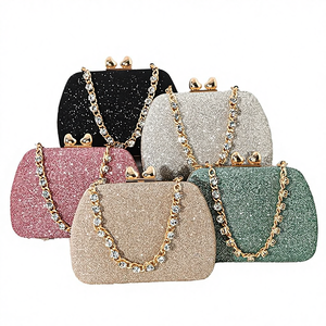 High Quality Textured PU Square <b>Box</b> New Fashionable Evening <b>Bag</b> Heart-Shaped Women's Handbag Socialite Polyester Lining - Product Image 4