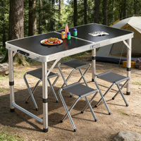 Table et chaise pliantes d'extérieur en aluminium, meubles de pique-nique portables multifonctionnels pour le camping