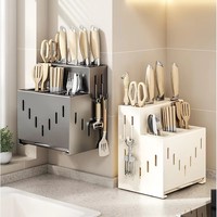 Étagère de rangement murale multifonctionnelle pour la cuisine, organisateur intégré pour couteaux, cuillères, ustensiles et outils