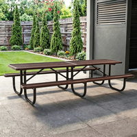 Ensemble de table de pique-nique extérieure commerciale extensible en acier inoxydable avec chaises, revêtement thermoplastique, durable, pour la plage et le camping, marque HD
