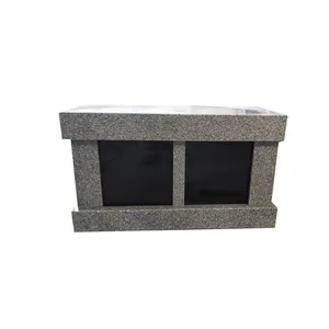 China Granite Columbarium Gray With Black Doors Tombstone Cremation Urn