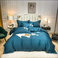 Haute qualité ensemble de literie coton 100% 60S coton luxe broderie ensemble de draps 300TC coton couette ensembles