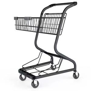 Supermercado Mall <span class=keywords><strong>Bar</strong></span> KTV Snack Group Store Carro de mano de metal Carro de carga Malla de superficie de PU de doble capa para compras de comestibles - Product Image 1