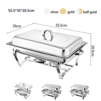 Nouvel Arrivage Réchaud de Buffet en Acier Inoxydable à Chauffage au Gaz, avec Couvercle Suspendu, Capacité 9L, Maintien au Chaud