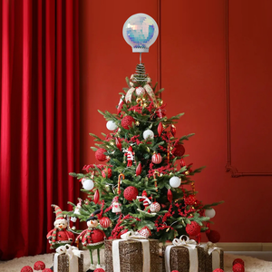 Étoile de Noël sphérique pour le sommet de l'arbre, dégradé bleu lac, ornement circulaire pour la décoration de fête de Noël à la maison - Product Image 3