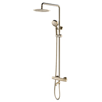 Ensemble de douche exposée pluie classique cascade laiton pluie brossé or mitigeur de douche exposé