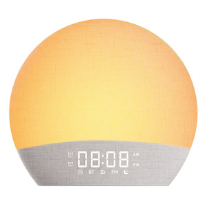 Fabric Wake Up Lamp Round <b>LED</b> Night Light With Sunrise Simulation And White Noise For Sleep Aid Alarm <b>Clock</b> - Product Image 5
