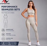 Ensembles de sport pour femmes 2 pièces : Legging taille haute à manches longues et crop top pour la gym