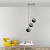 Plafonnier Led noir composé de bulles de cristal, design moderne, éclairage d'intérieur, luminaire décoratif de plafond, idéal pour un salon ou des escaliers