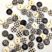 15mm noir et blanc boutons à carreaux bricolage vêtements accessoires enfants bouton boucle en bois