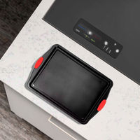 Ensemble de moules à pâtisserie rectangulaires en acier au carbone antiadhésif XINZE avec poignées en silicone rouge, résistants au four, pour biscuits et gâteaux, pour restaurant