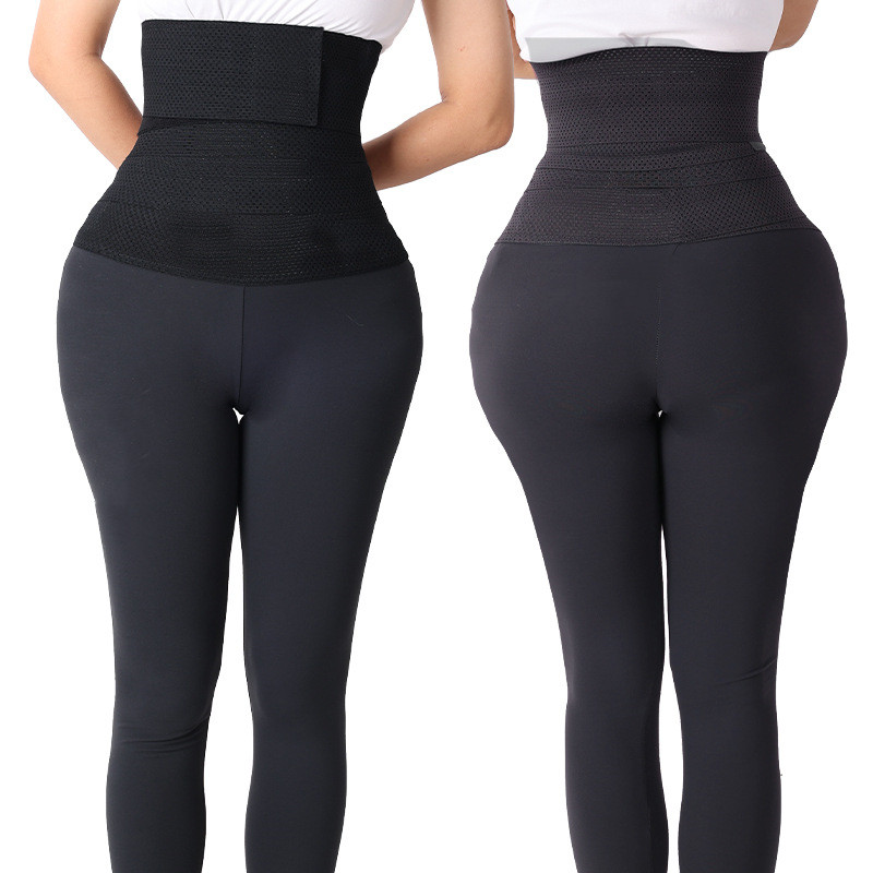 High waist belted yoga fitness tight gym leggings for women