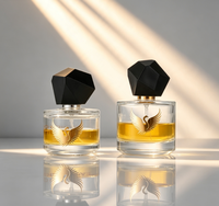 Boîte cadeau personnalisable avec couvercle carré noir, flacon de parfum en verre transparent vide 30ml 50ml avec pulvérisateur, luxe léger