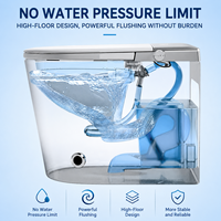 WC intelligent automatique japonais monobloc avec capteur de chasse d'eau, commande électrique à distance et siphon en S