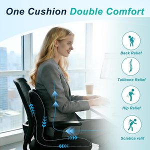 Cojín de Asiento Ergonómico de Espuma Viscoelástica y Soporte Lumbar para Alivio del Dolor de Espalda, Coxis y Ciática, para Oficina y Auto, Color Negro - Product Image 4