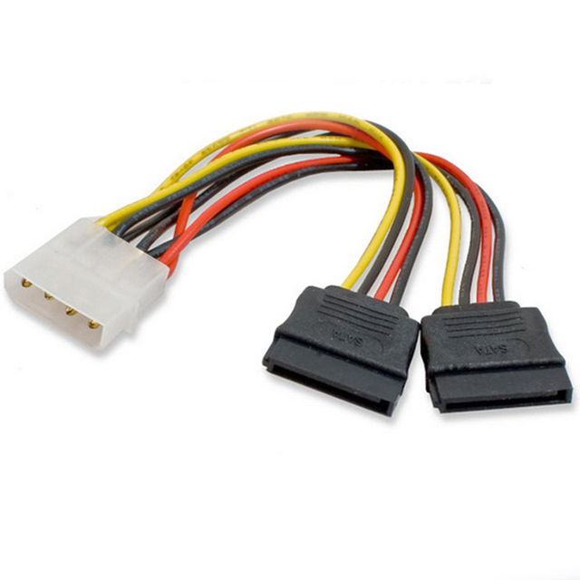 Hard Disk Cable 2in1 4pin to 15 Pin 2 SATA  Power Cable SATA  Cord Adapter for Computer