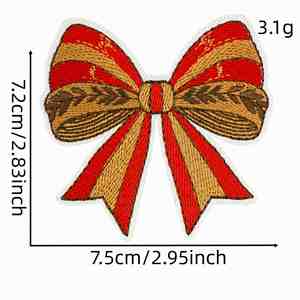 Decoración Bordada con Lazo Temático Navideño, Parches Termoadhesivos con Lazo Navideño - Product Image 5