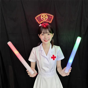 Bando topi Suster LED lucu bando bercahaya berkedip bando karnaval Cosplay Halloween aksesoris kepala pesta dekorasi alat peraga foto - Product Image 4