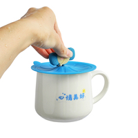 Couvercles de tasse en silicone de dessin animé Anti-poussière Seal Mug Bowl Cover Glas Mit Deckel Gel de silice Fruit Drink Coffee Cap