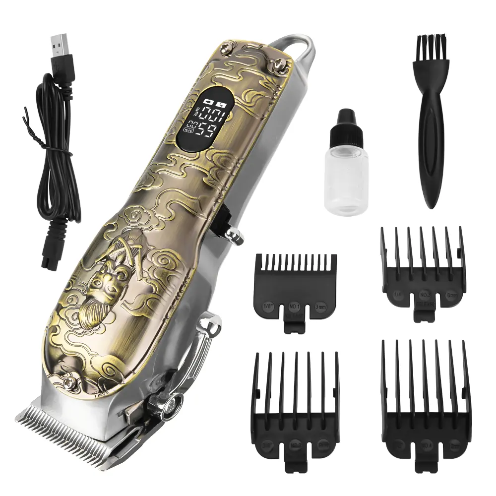 Tondeuse à cheveux sans fil rechargeable rétro en bronze T9 0mm, tondeuse électrique personnalisée avec logo personnalisé