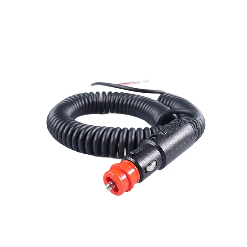 8A Male Cigarette Lighter Plug spiral power Cigar Lighter Cable Plug Adapter with Leads Extension Cable