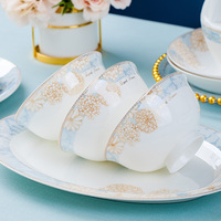 Vaisselle en céramique Ensembles de vaisselle nouveaux et modernes Assiette à dîner Bol Ensemble de vaisselle de luxe en porcelaine fine