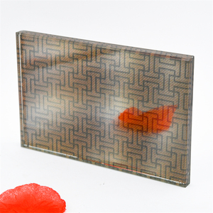 Offre Spéciale <span class=keywords><strong>prix</strong></span> de gros personnalisé tissu laminé motif verre couleur Art décoratif figuré texturé feuille de verre - Product Image 3