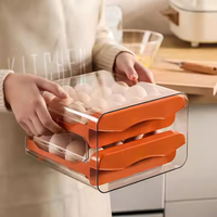 Boîte de conservation alimentaire écologique, support de rangement pour œufs, plateau avec couvercle, 32 compartiments, type tiroir, organisateur de réfrigérateur pour la conservation de la fraîcheur