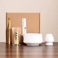 Kit de cérémonie du thé japonais traditionnel, ensemble de fouets à matcha de 4 pièces avec fouet en bambou et bols en céramique pour cadeaux