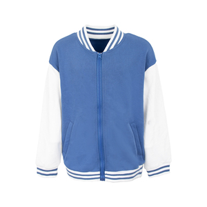 Veste de baseball varsity pour garçons, veste bomber rayée bleue et blanche pour enfants, fermeture éclair, manches raglan en coton, manteau pour <span class=keywords><strong>enfant</strong></span>, tout-petit, sport, décontracté - Product Image 2