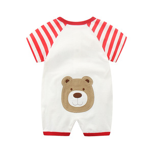 Combinaison d'été une pièce à manches courtes pour nouveau-nés, robe décontractée en gaze pour bébé, combinaison à boutons motif dessin animé, tricotée, pour ramper, sac de couchage pour bébé - Product Image 1