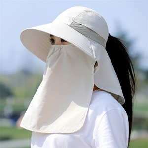 Chapeau de pare-soleil de jeu d'eau de protection UV avec le chapeau d'aileron de couverture de cou avec le bord de soleil - Product Image 1