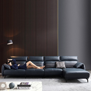 Sofá de esquina de cuero de estilo moderno de lujo, sofá seccional en forma de <span class=keywords><strong>L</strong></span>, muebles, juego de sofá para sala de estar - Product Image 4