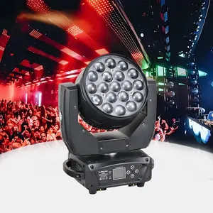 補助ライト付きLED19 * 15W Rgbw 4 In 1ウォッシュムービングヘッドDmxズームクラブステージライト