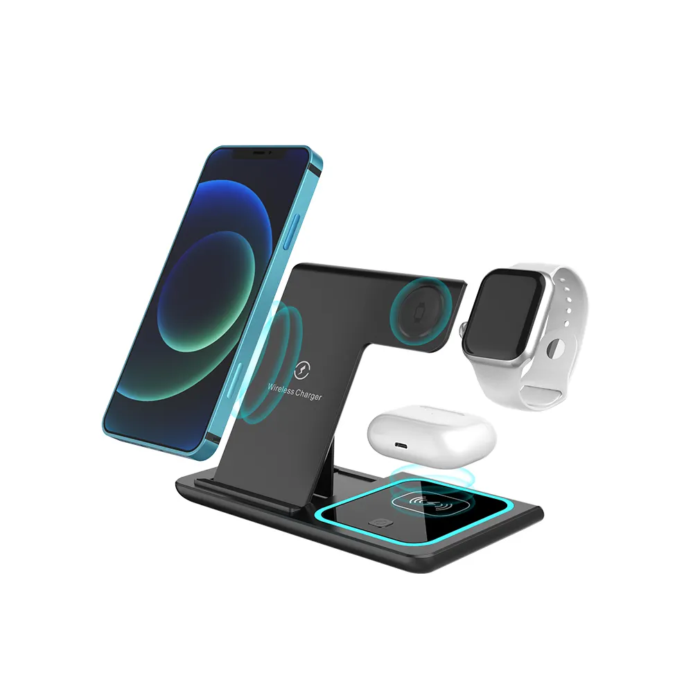 15W 3 in 1 Wireless Charger Dock Station for iPhone 13 12 11 X XS XR 8 Apple Watch 7 6 5 4 3 Airpods Pro Qi Fast Charging Stand