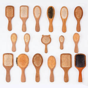 Práctica <span class=keywords><strong>cepillo</strong></span> de pelo de madera <span class=keywords><strong>anti</strong></span>-<span class=keywords><strong>nudos</strong></span>, antiestático, con cojín de aire, para masaje del cuero cabelludo, multifunción, para uso doméstico y en salón. - Product Image 1