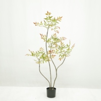 Arbre artificiel en polyester Nandina de 4 pieds, 5 pieds, 150 cm, en gros, arbre décoratif en plastique au toucher naturel
