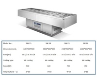 Comptoir de préparation réfrigéré en acier inoxydable pour restaurants commerciaux, avec bacs de préparation, pour pizzas, salades, sandwichs et bar à salades