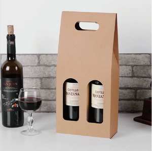 卸売<span class=keywords><strong>2</strong></span>ボトル紙ワインギフト配送包装ボックス窓付きワインボックス包装 - Product Image 3